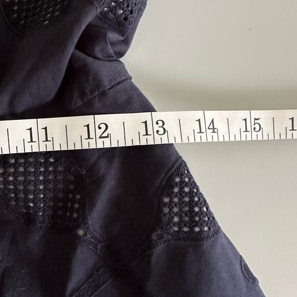 NWT Ann Taylor Navy Eyelet Tennis Racket Pattern Cotton Shirt Dress Size 0P - Picture 2 of 12